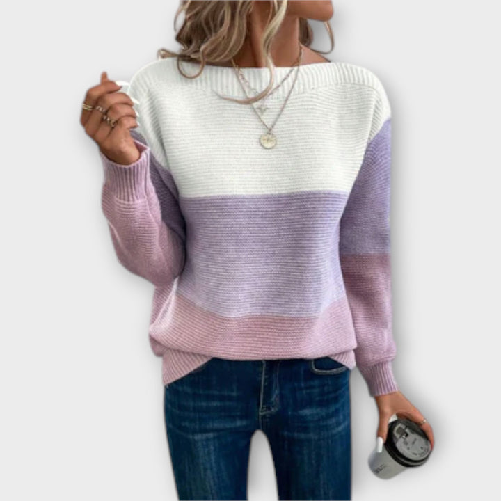 Clara - Eleganten trobojni patchwork pulover