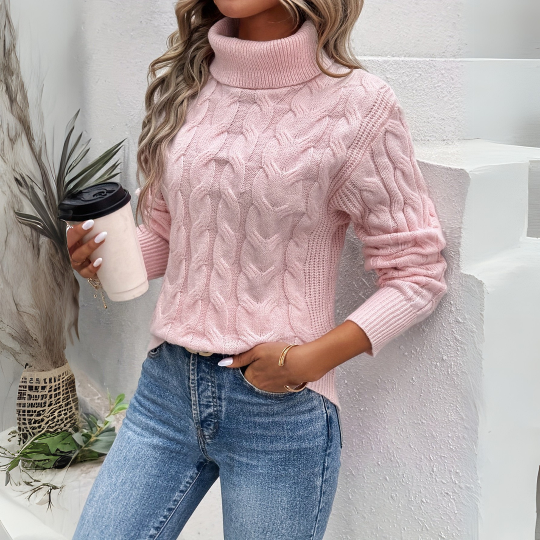 Amelia | Eleganten pleten sveter z visokim ovratnikom