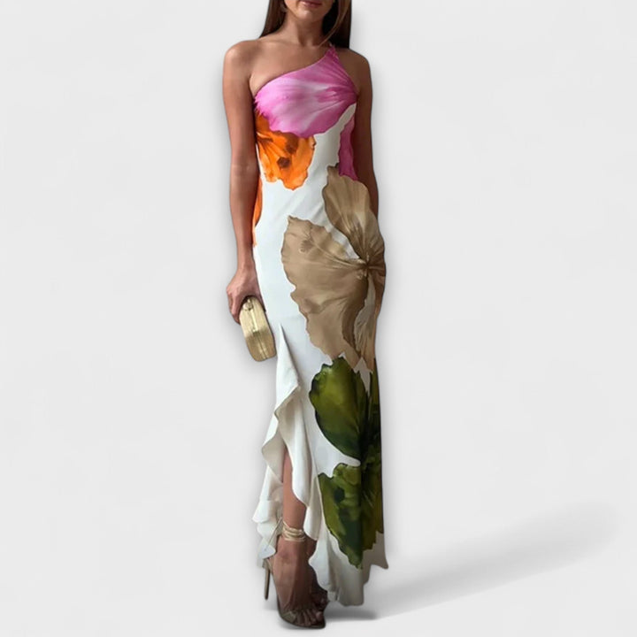 Sapphire - Elegantne Maxi Oblačilo s Patchworkom