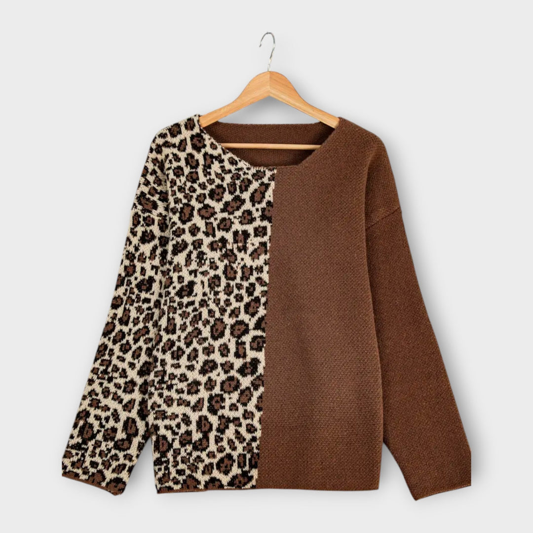 Marina - Ležeren pulover z leopardjim vzorcem