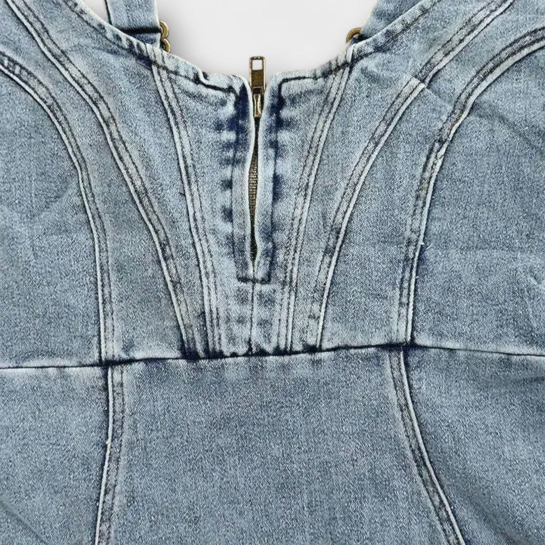 Ana - Jeans obleka z nastavljivimi naramnicami