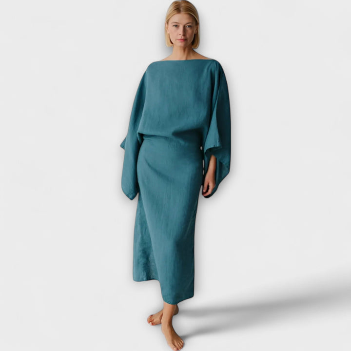 Dana - Kimono obleka izdelana iz lanu in bombaža