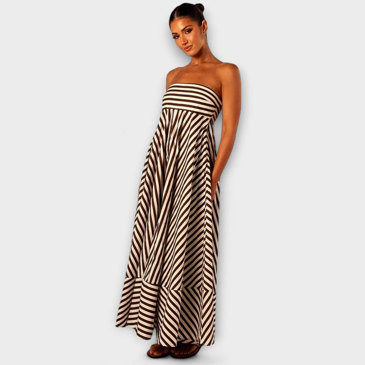 Maxi obleka Nocturnal Charm z volani