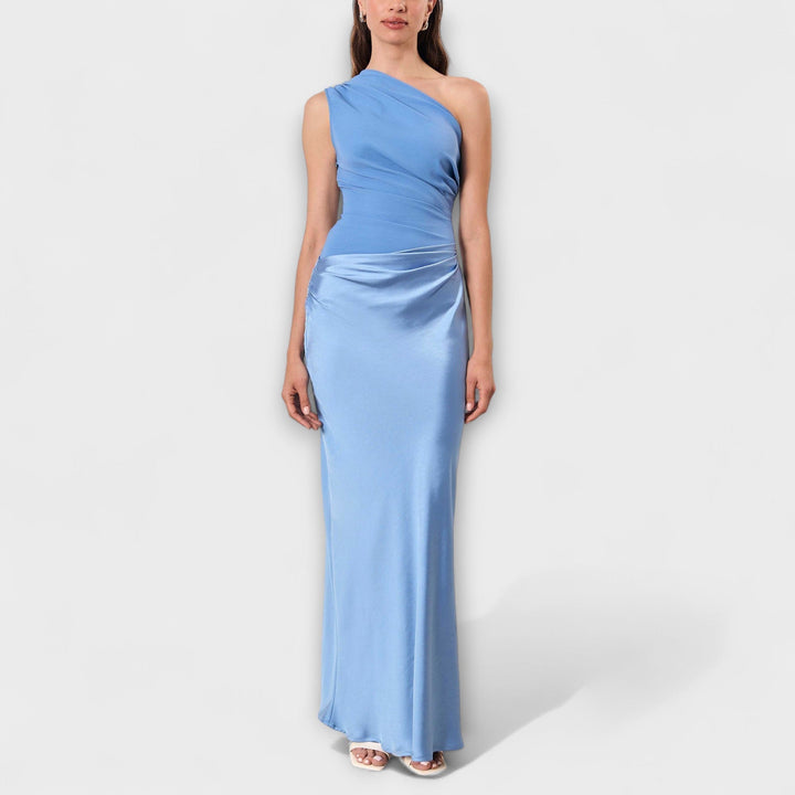 Elegantne maxi obleke z enim naramnicom in naborki