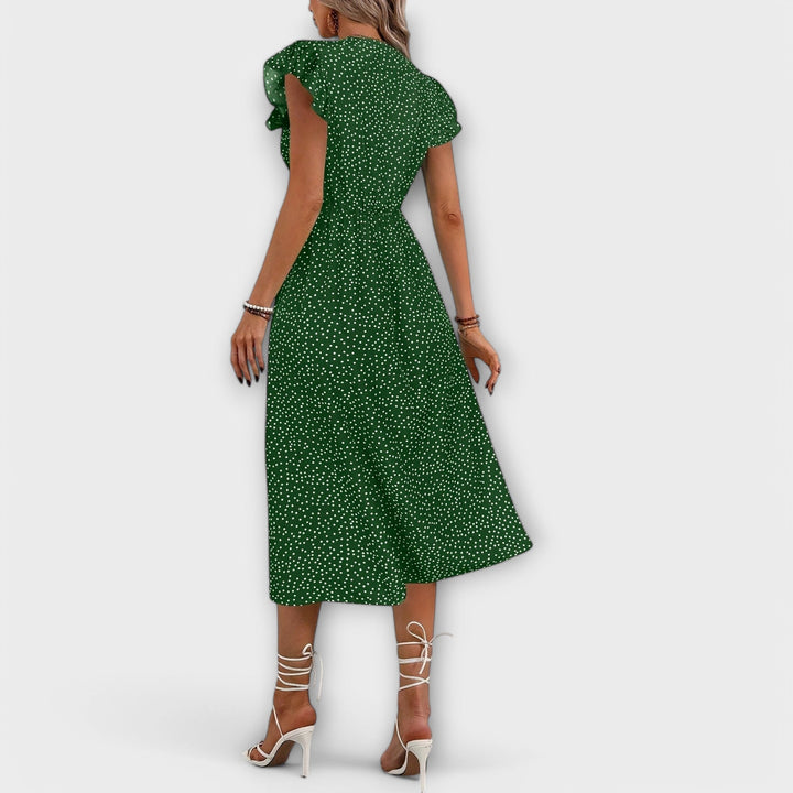 Elegantna Midi Obleka s Pikicami
