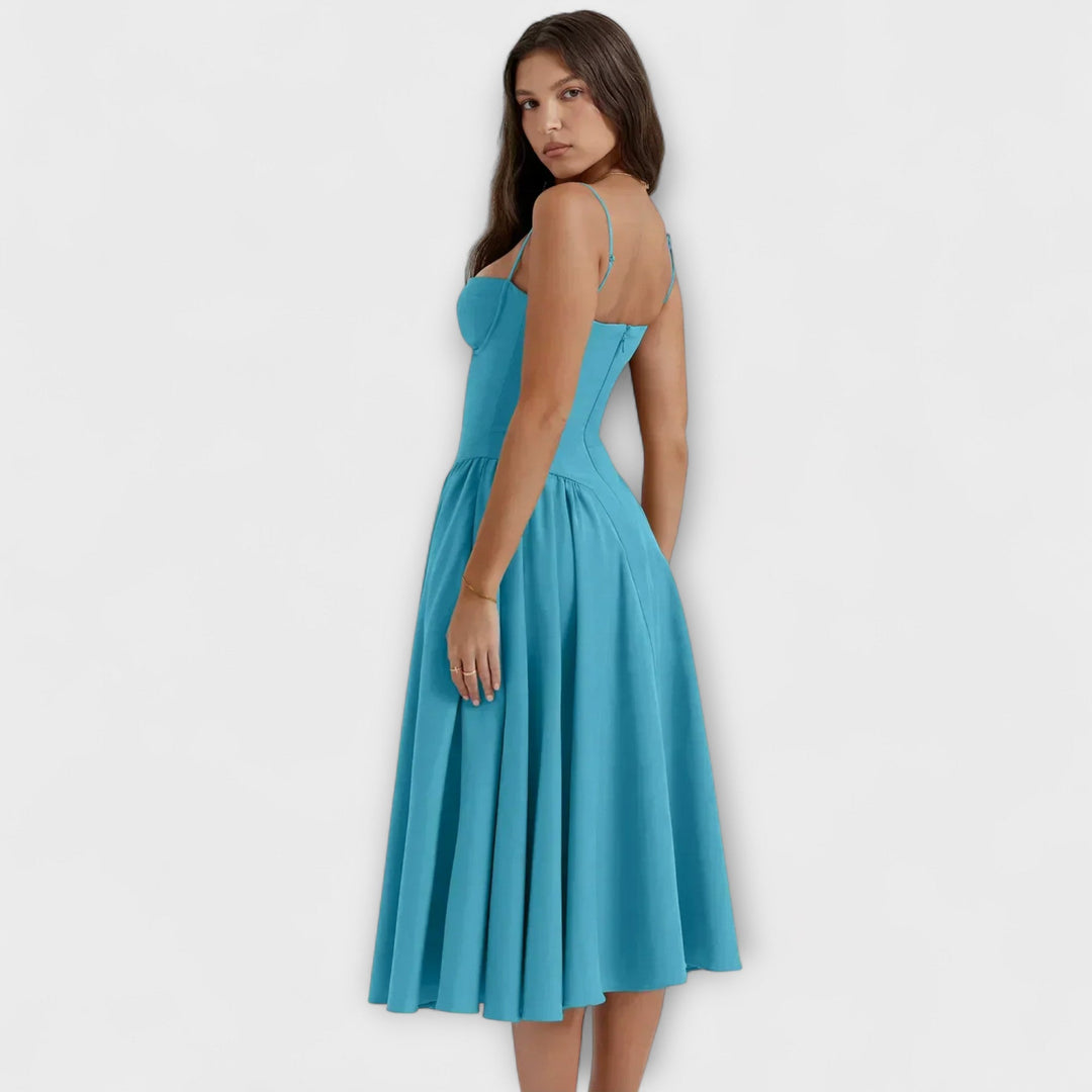 Rosalie - Elegantna brezrokavna korzetna obleka