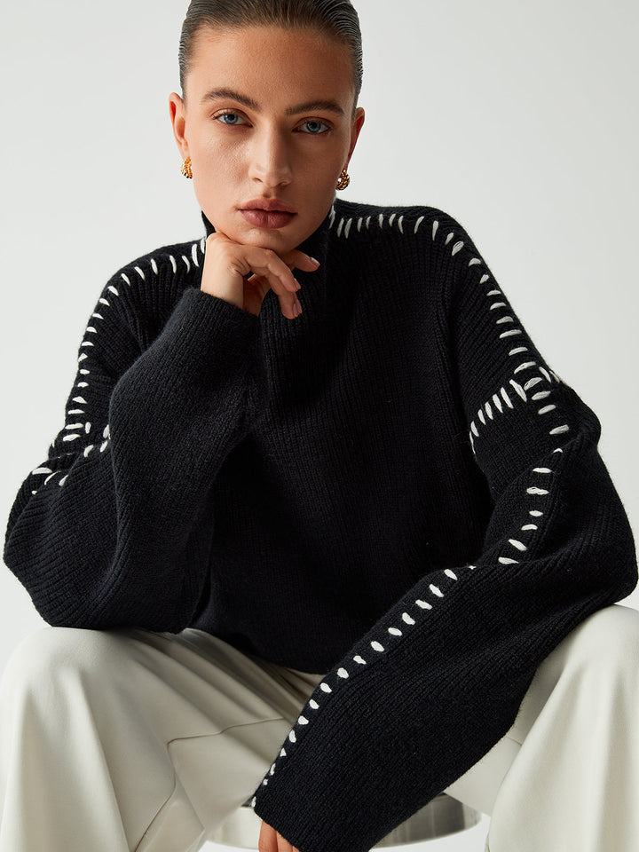Alma | Oversize-Dolcevita pulover s Piqué detajli